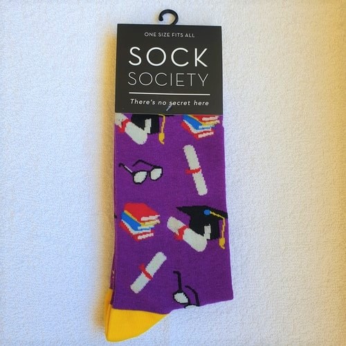 Graduation Socks - Purple and Yellow - Bulk Discounts